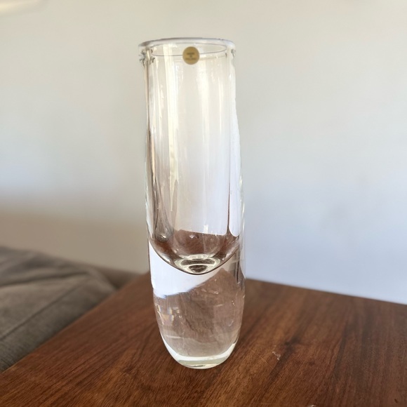 Mid-Century Thick Bubble Glass Vase solid glass vase made Poland heavy clear 11” - Picture 5 of 7